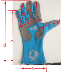 измерение перчаток с полным пальцем
